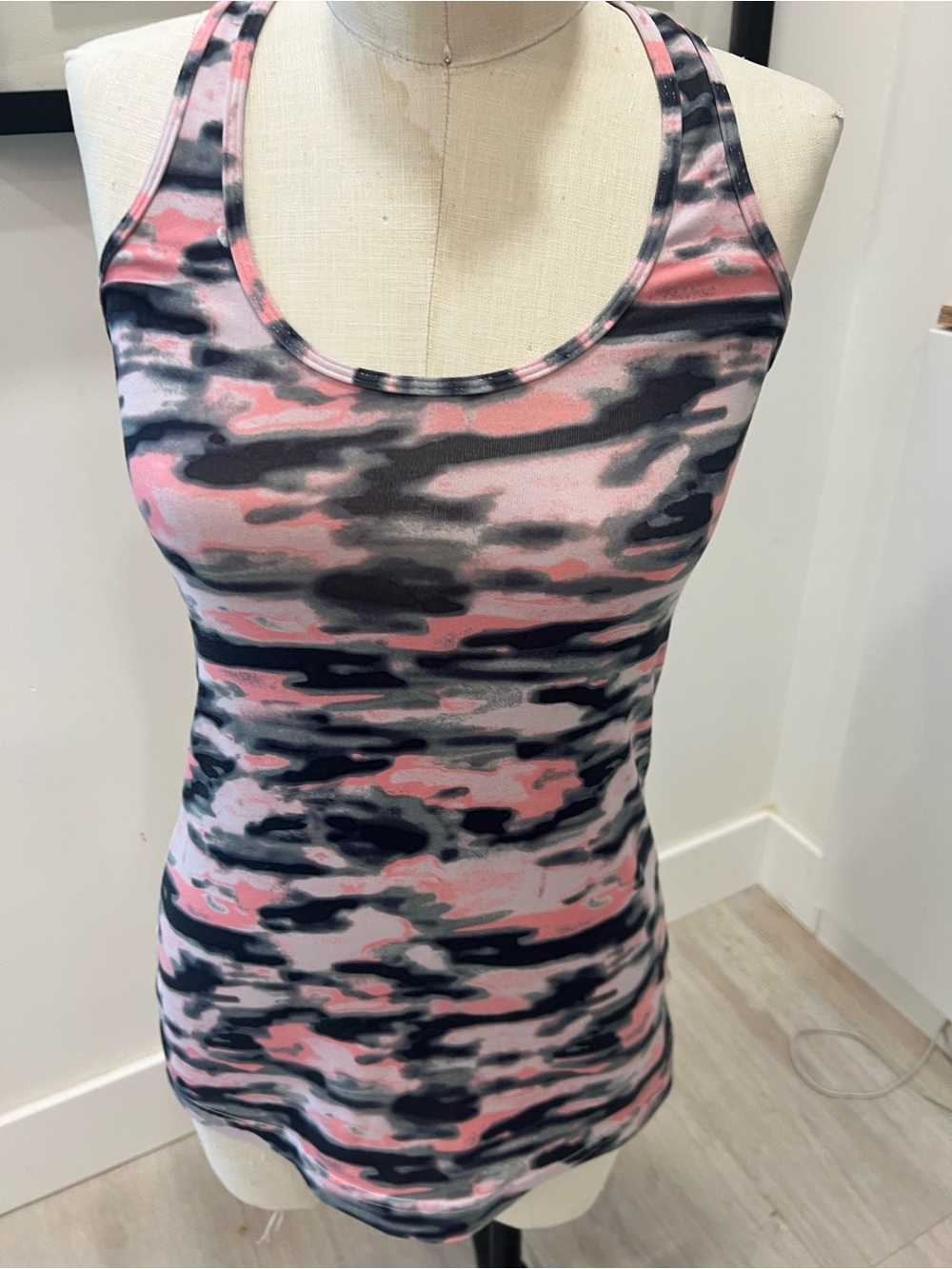 lululemon athletica Pink, Gray & Black Camo Racerback Tank